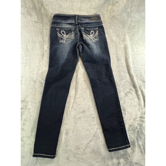 Wallflower womens pants size 11 blue denim distressed jeans pre owned - Picture 11 of 16